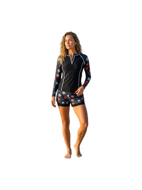 Daci Floral Rash Guard Set Long Sleeve Swim Top Shorts S NWT